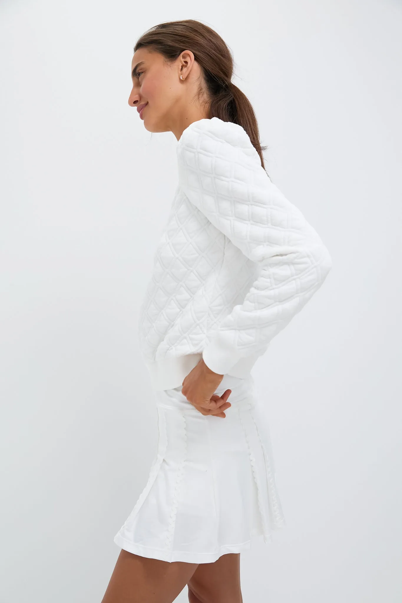 White Puff Sleeve Quilted Stretch Campbell Pullover sold by Tuckernuck product image thumbnail 4