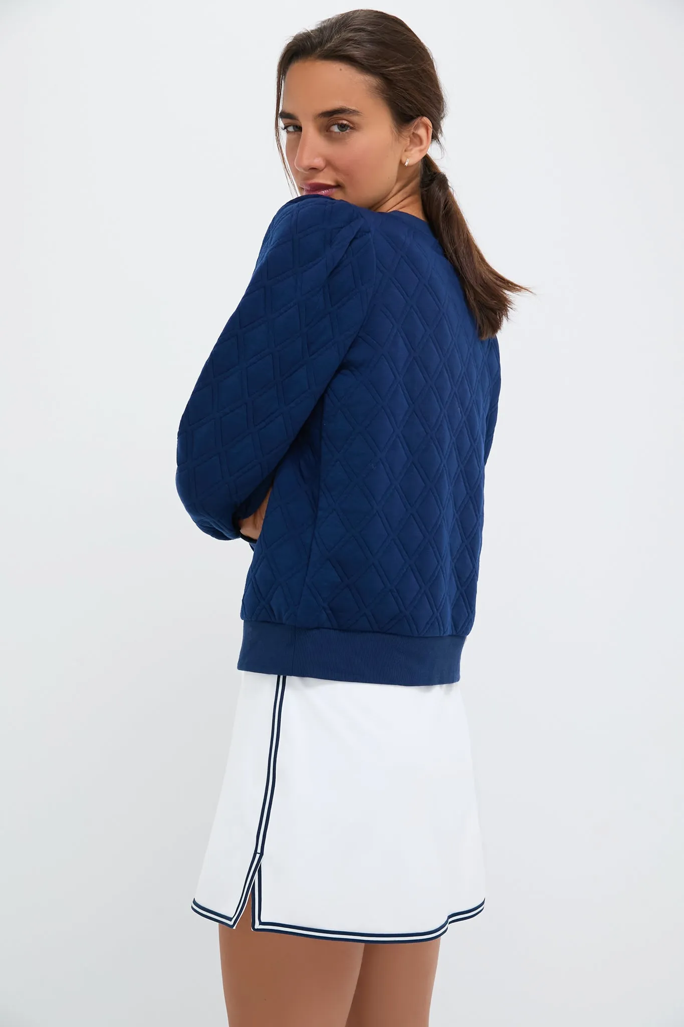 Navy Puff Sleeve Quilted Stretch Campbell Pullover sold by Tuckernuck product image thumbnail 4