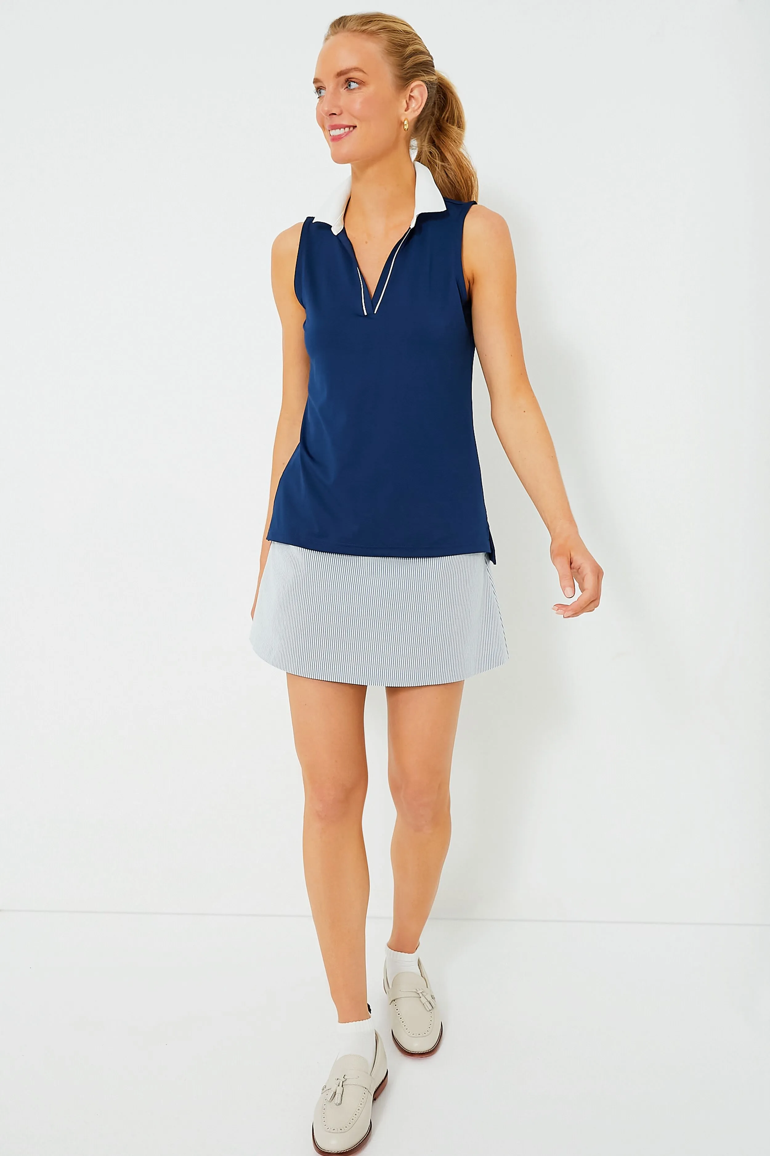 Navy Sleeveless Performance Jersey Caroline Polo sold by Tuckernuck product image thumbnail 2