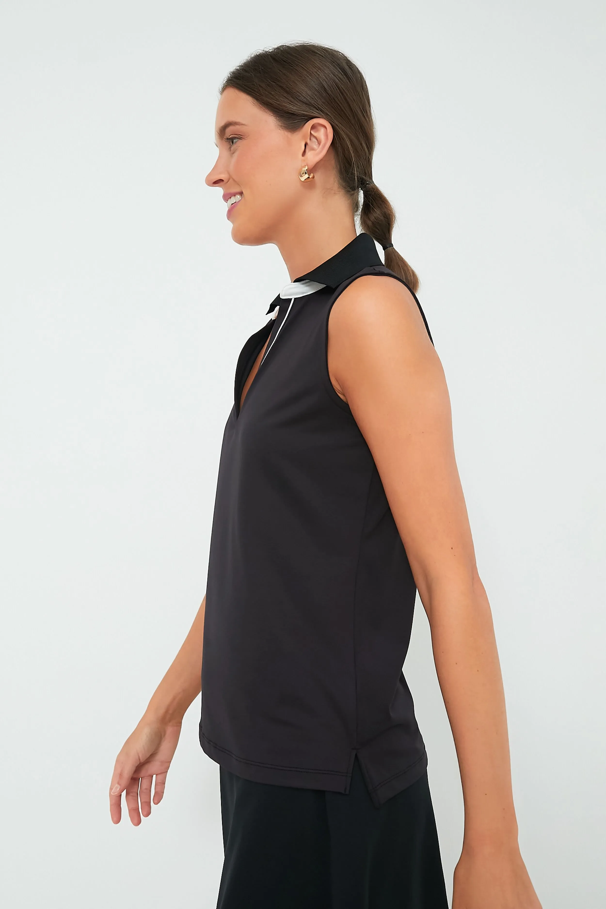 Black Sleeveless Performance Jersey Caroline Polo sold by Tuckernuck product image thumbnail 3