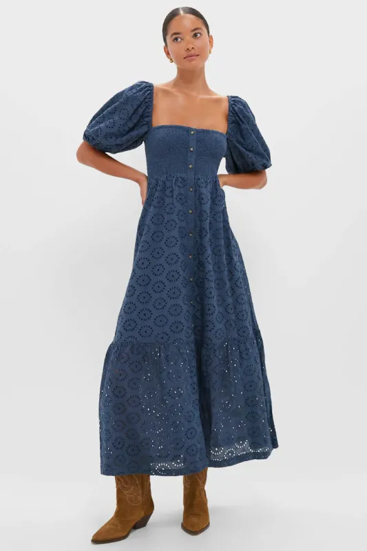 Blue Indigo Eyelet Santiago 4 Maxi Dress made by Tuckernuck
