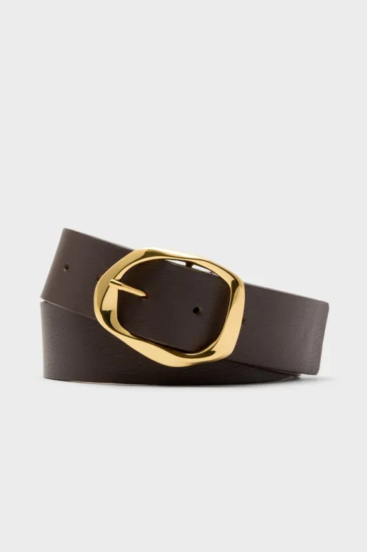 Chocolate and Gold Edmond Mini Belt sold by Tuckernuck