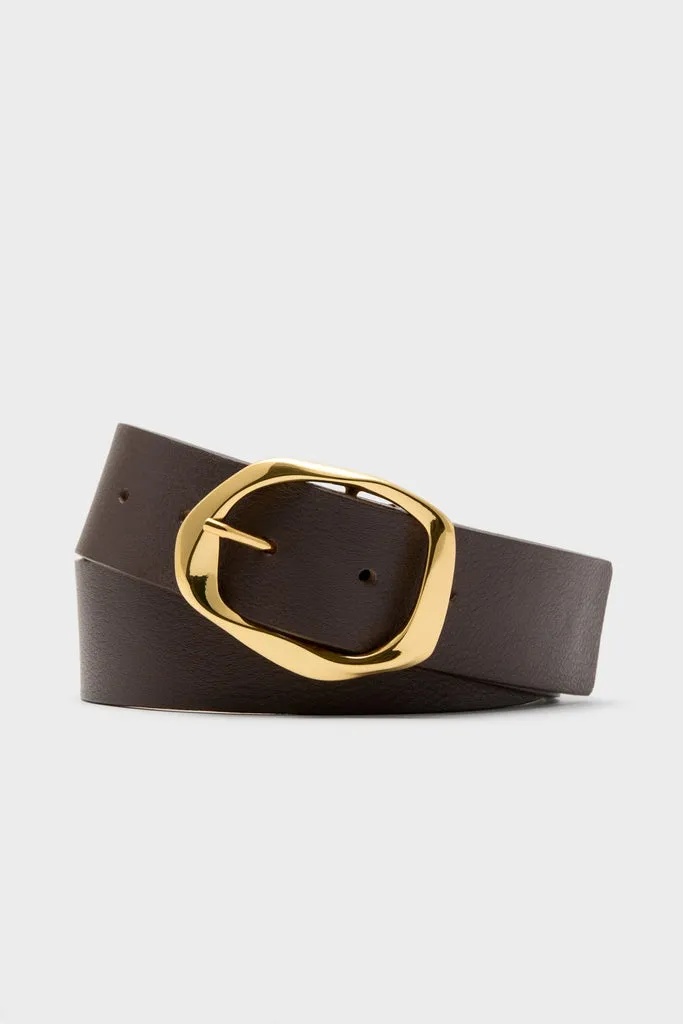 Chocolate and Gold Edmond Mini Belt sold by Tuckernuck
