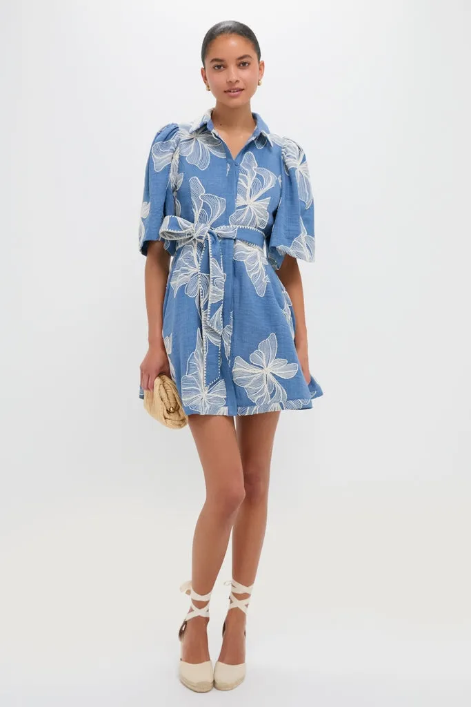 Chambray & Ivory Embroidery Cindy Mini Dress sold by Tuckernuck product image thumbnail 3
