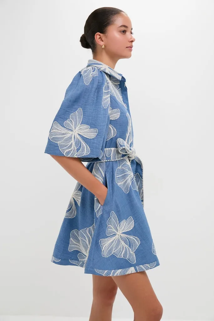 Chambray & Ivory Embroidery Cindy Mini Dress sold by Tuckernuck product image thumbnail 4