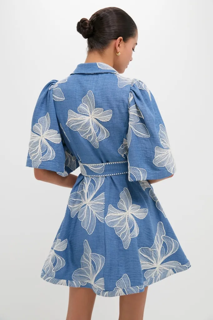 Chambray & Ivory Embroidery Cindy Mini Dress sold by Tuckernuck product image thumbnail 5