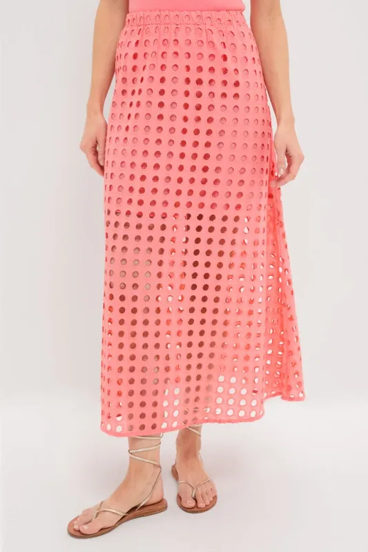 Coral Cotton Eyelet Eve Skirt sold by Tuckernuck
