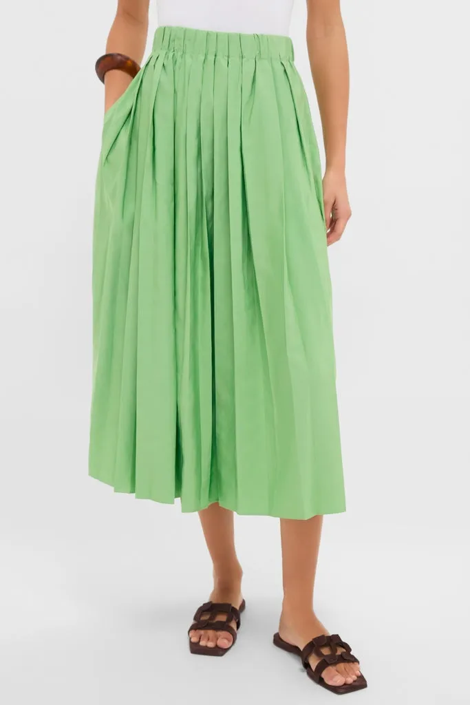 Pistachio Pleated Dixon Midi Skirt sold by Tuckernuck