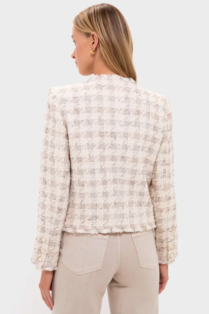 Taupe and Grey Houndstooth Zell Collarless Jacket sold by Tuckernuck product image thumbnail 5