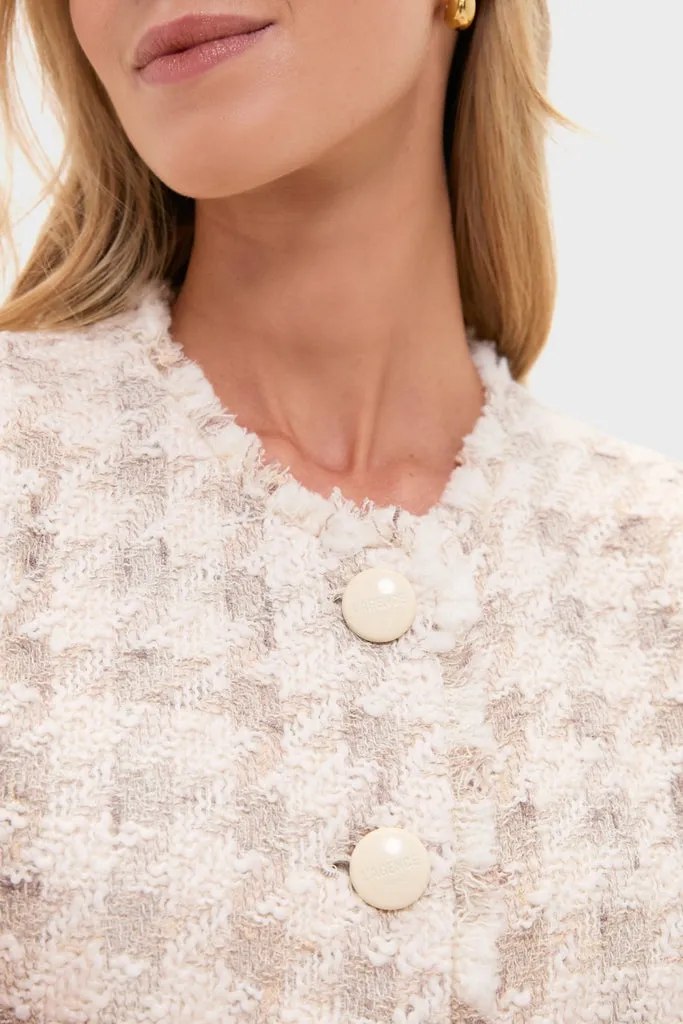 Taupe and Grey Houndstooth Zell Collarless Jacket sold by Tuckernuck product image thumbnail 2