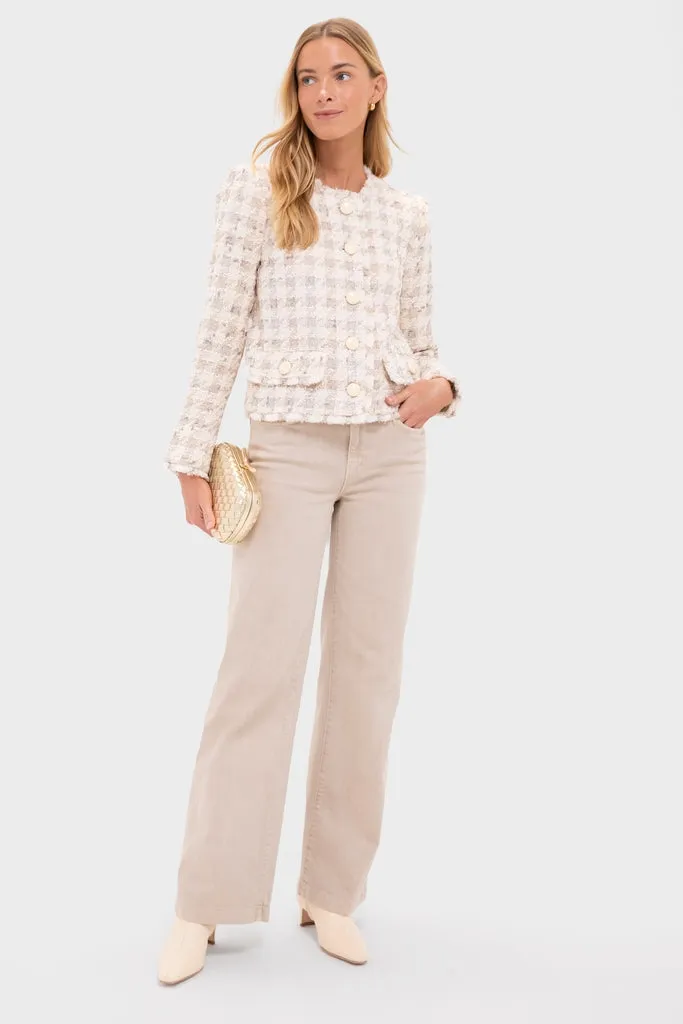 Taupe and Grey Houndstooth Zell Collarless Jacket sold by Tuckernuck product image thumbnail 3