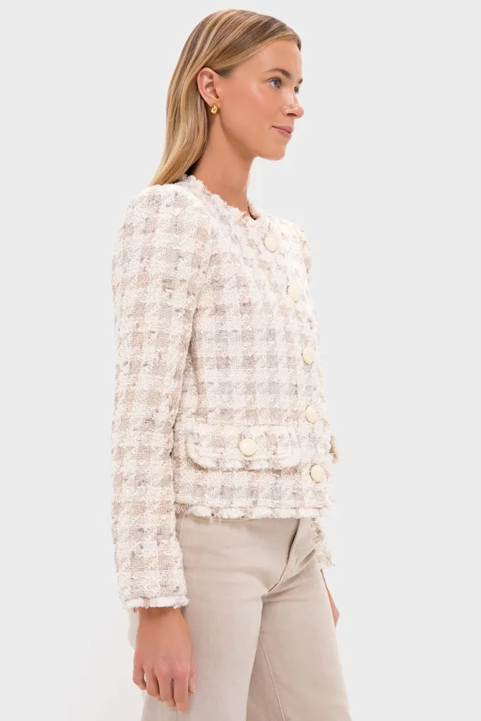 Taupe and Grey Houndstooth Zell Collarless Jacket sold by Tuckernuck product image thumbnail 4