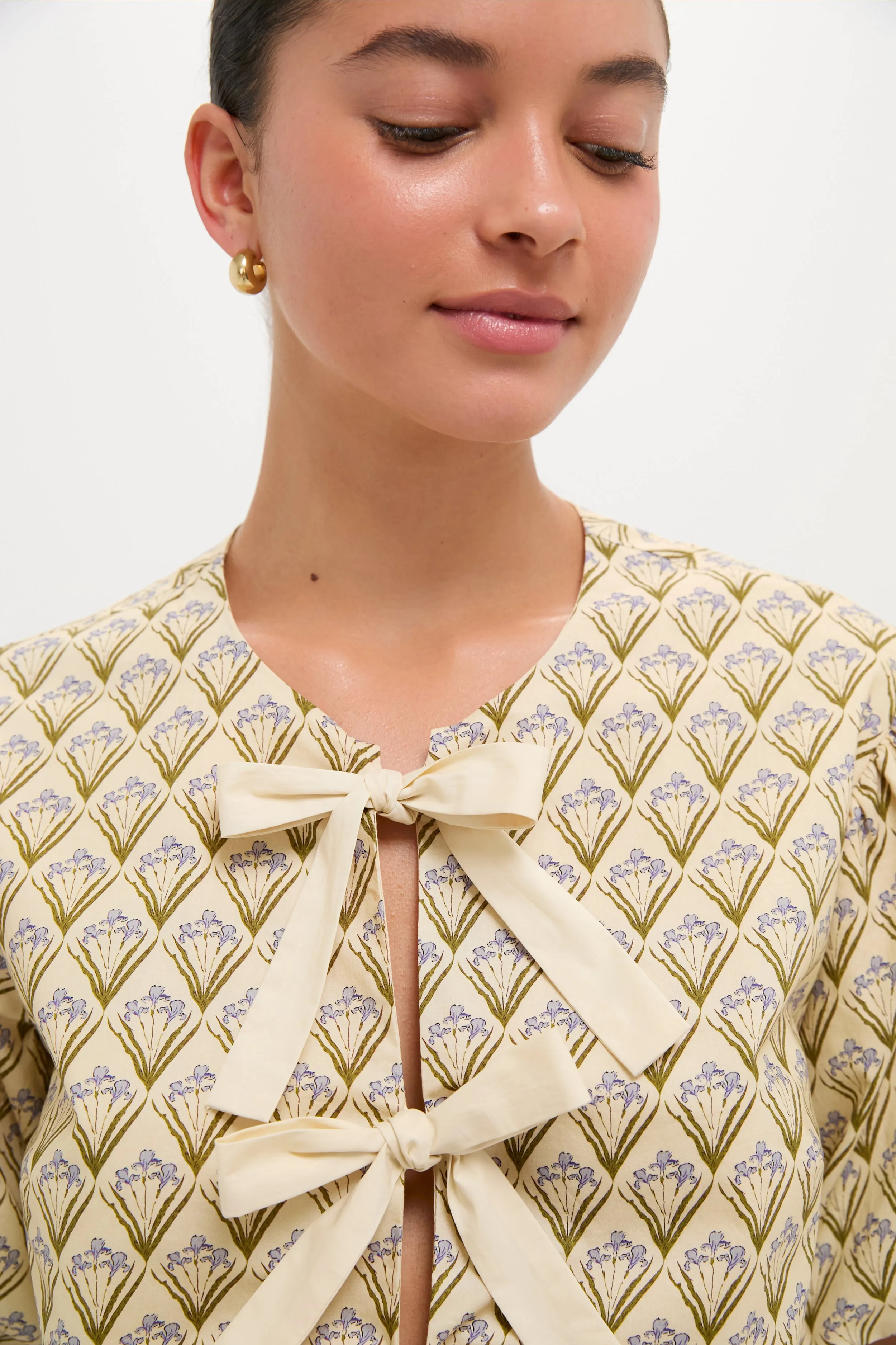 Beige Trellis Floral Tie Crossvine Blouse sold by Tuckernuck product image thumbnail 2