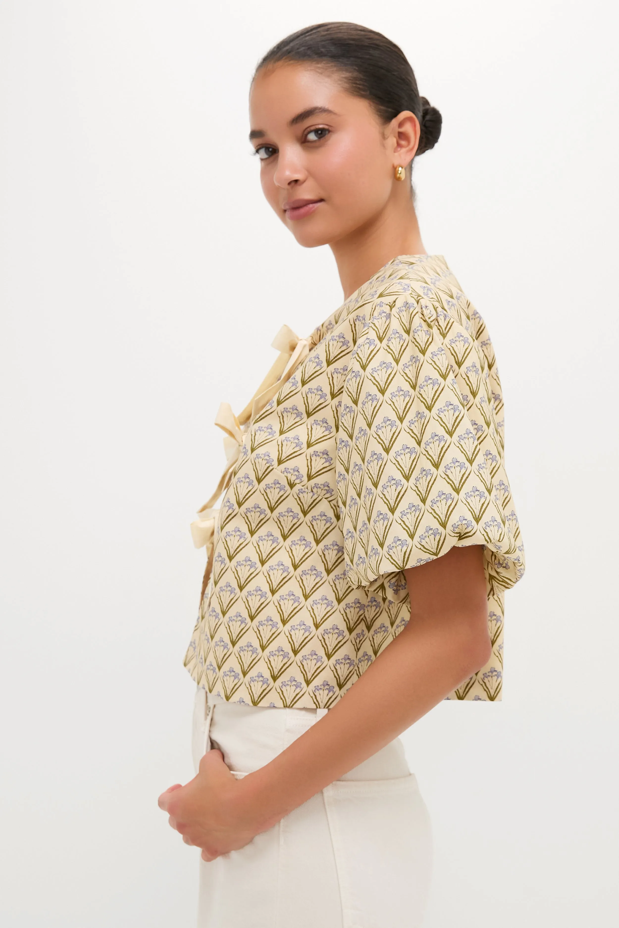 Beige Trellis Floral Tie Crossvine Blouse sold by Tuckernuck product image thumbnail 4