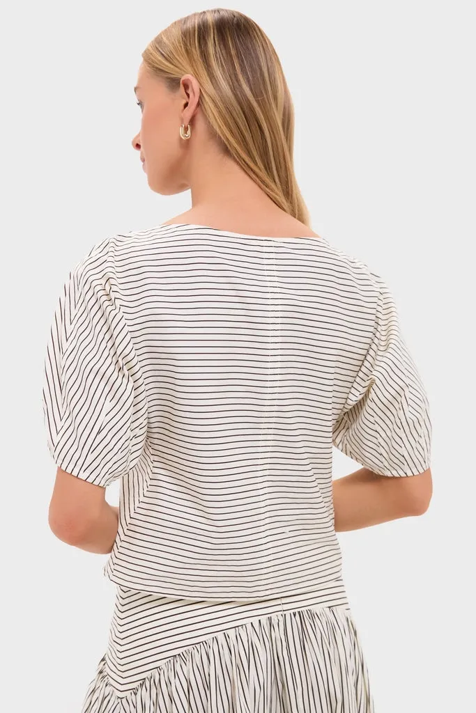 Ivory and Dark Oak Micro Stripe Didi Top sold by Tuckernuck product image thumbnail 4