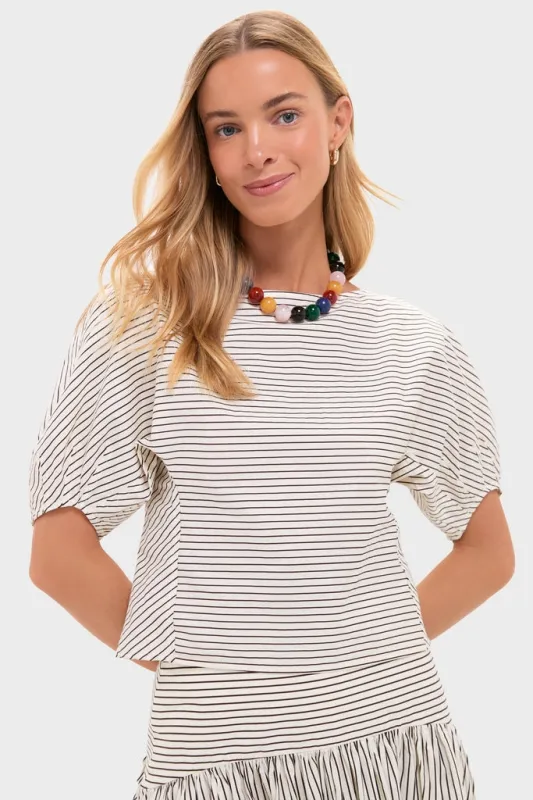 Ivory and Dark Oak Micro Stripe Didi Top sold by Tuckernuck