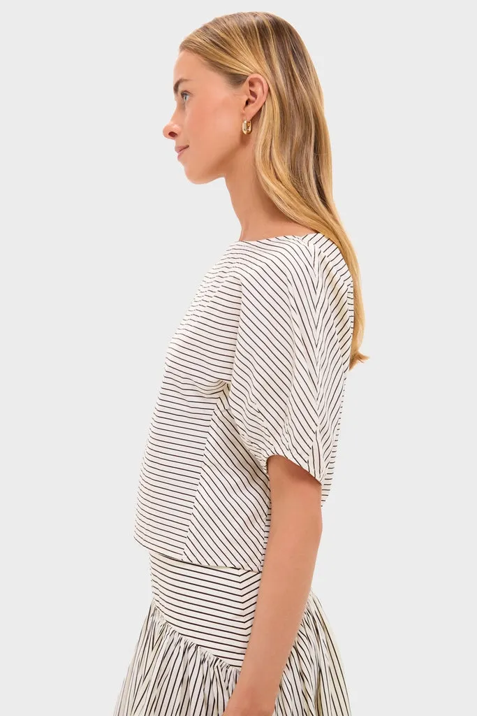 Ivory and Dark Oak Micro Stripe Didi Top sold by Tuckernuck product image thumbnail 3
