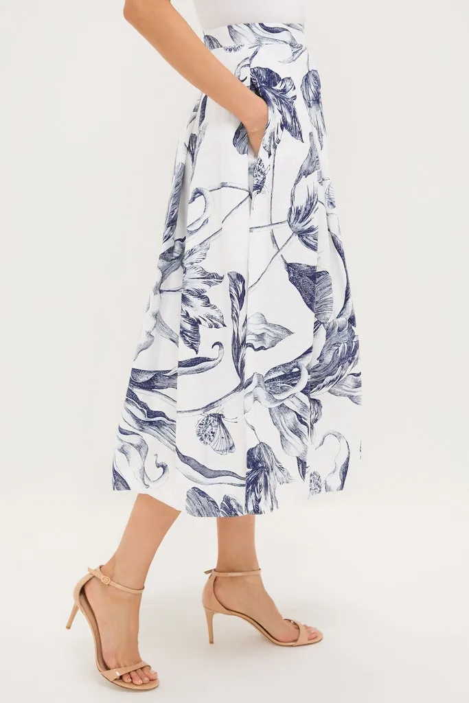 Botanical Engraving Ivory Pleated Midi Skirt sold by Tuckernuck product image thumbnail 3