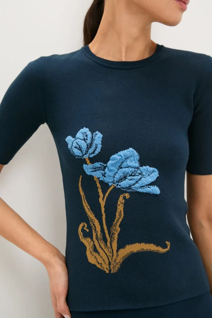 Navy Knit Short Sleeve Top sold by Tuckernuck product image thumbnail 5