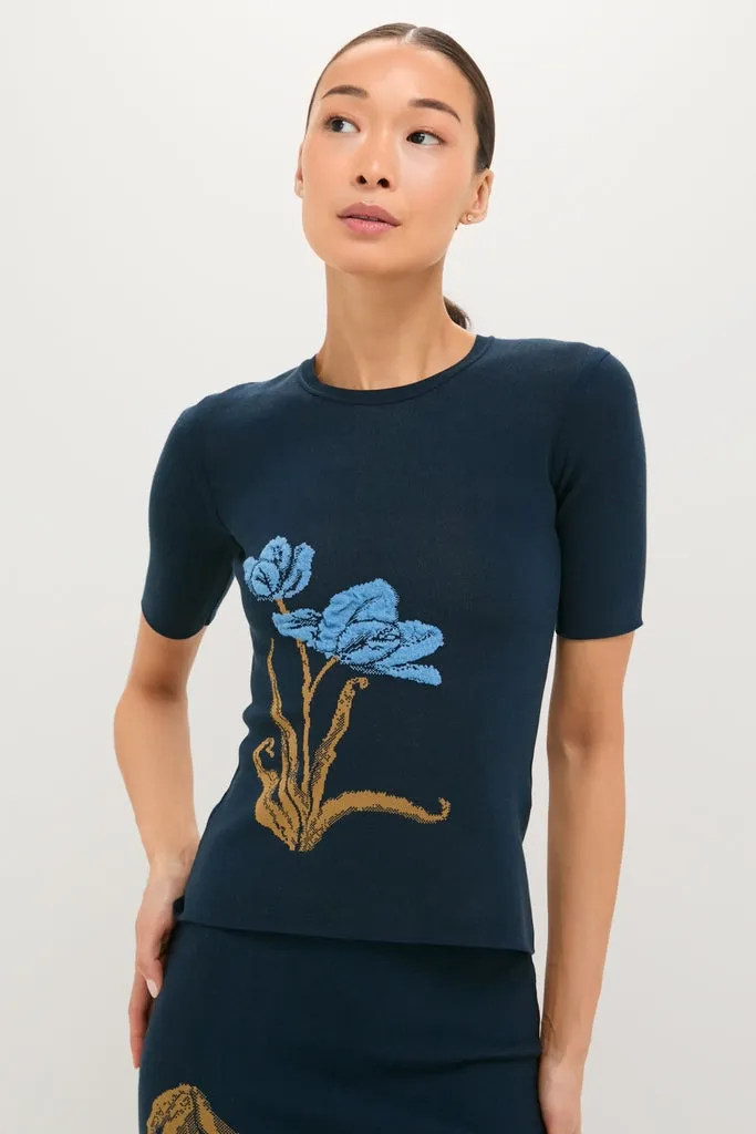Navy Knit Short Sleeve Top sold by Tuckernuck