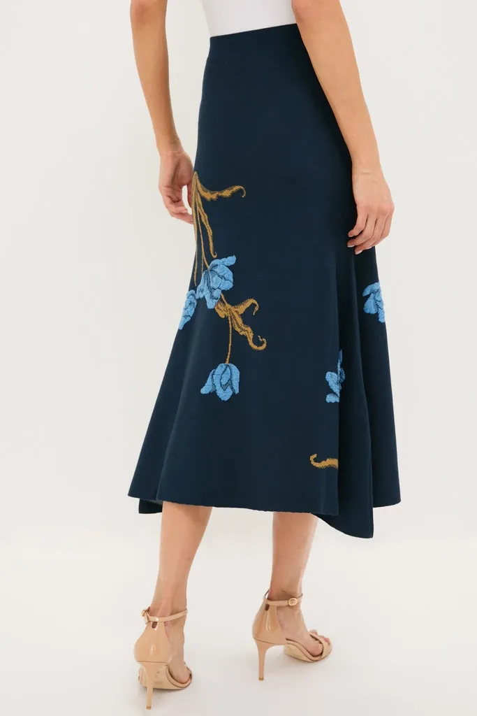 Navy A-Line Midi Knit Skirt sold by Tuckernuck product image thumbnail 4
