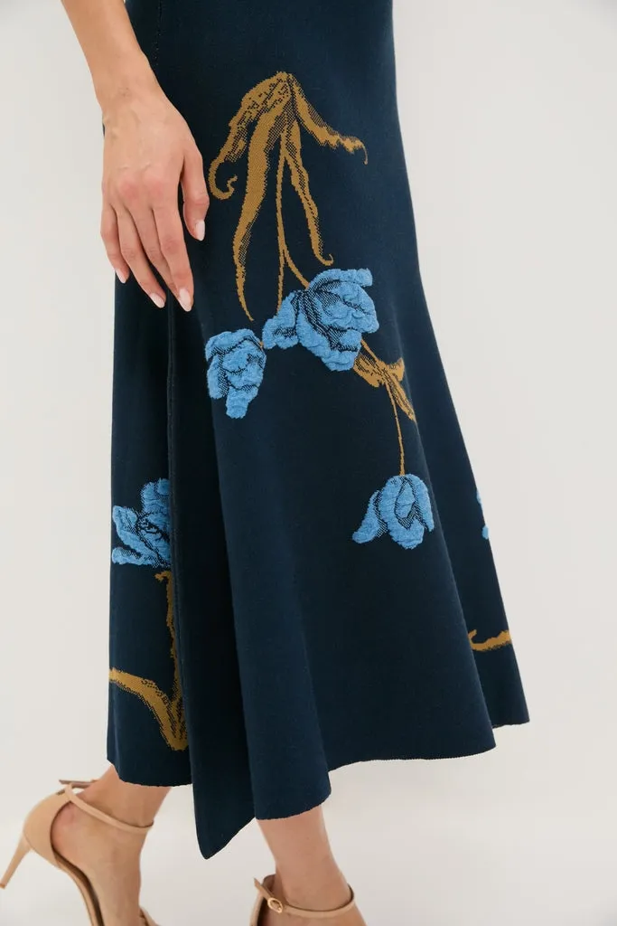 Navy A-Line Midi Knit Skirt sold by Tuckernuck product image thumbnail 5