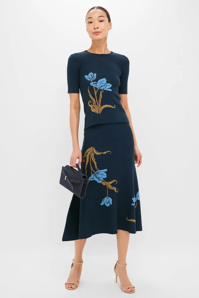 Navy A-Line Midi Knit Skirt sold by Tuckernuck product image thumbnail 2