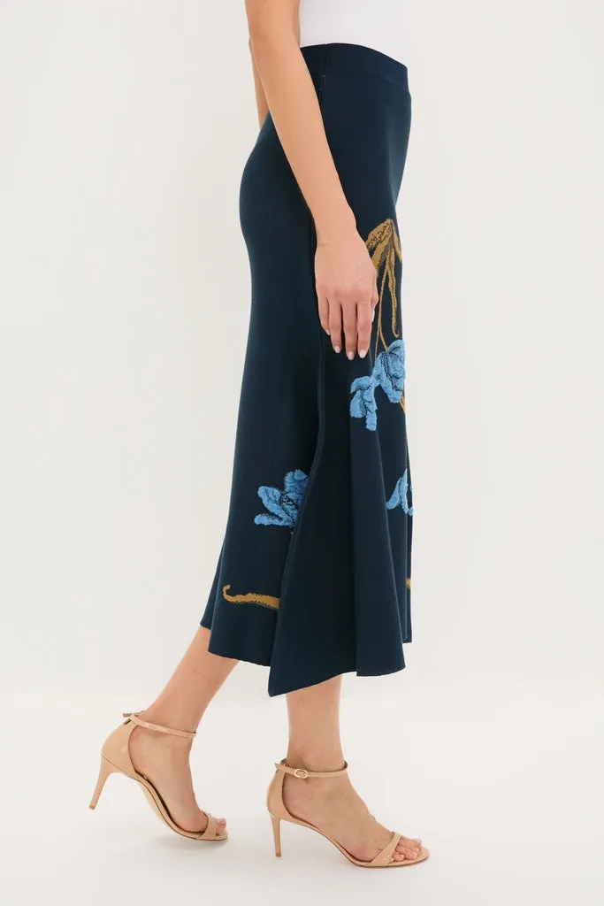 Navy A-Line Midi Knit Skirt sold by Tuckernuck product image thumbnail 3