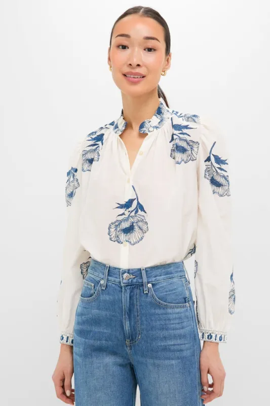 Off-White Annabel Indigo Poppy Shirt sold by Tuckernuck