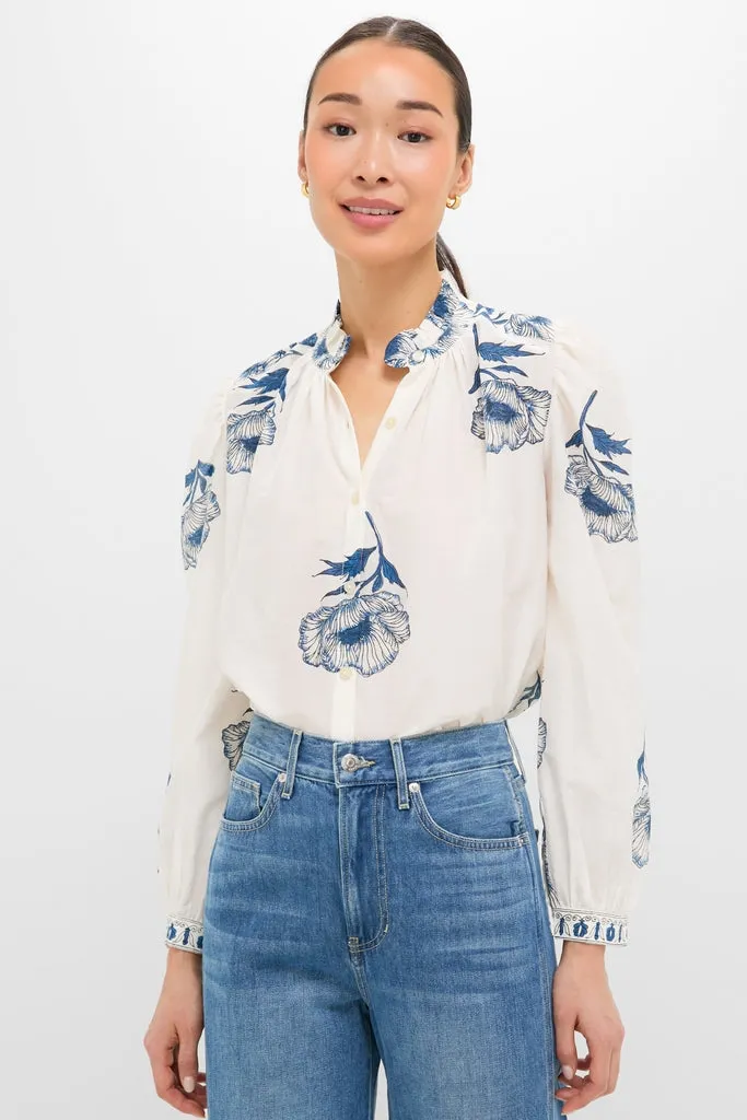 Off-White Annabel Indigo Poppy Shirt sold by Tuckernuck