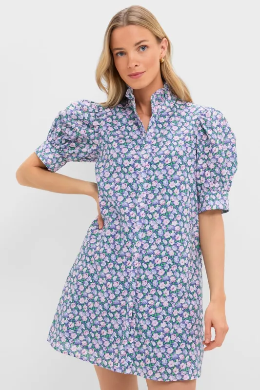 Lilac Ditsy Floral Mini Louisa Dress made by Hyacinth House