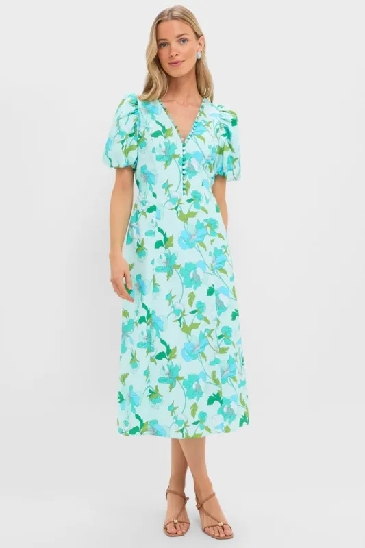 Shades of Blue Floral Marcy Midi Dress sold by Tuckernuck