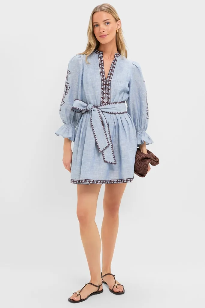 Chambray Embroidered Dowling Mini Dress sold by Tuckernuck product image thumbnail 3