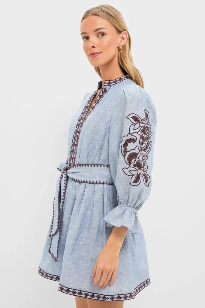 Chambray Embroidered Dowling Mini Dress sold by Tuckernuck product image thumbnail 4