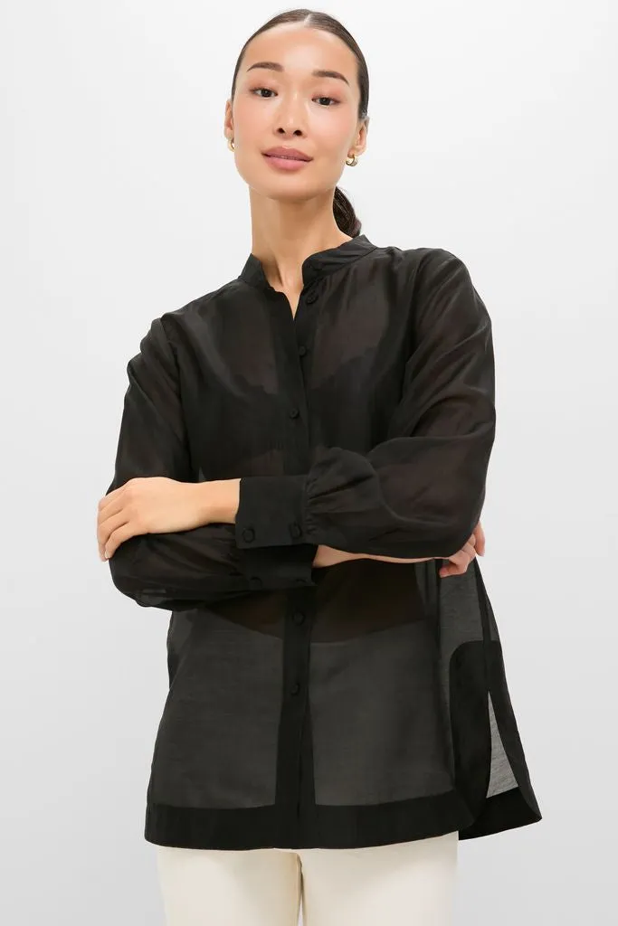 Black Sheer Chiffon Jacqueline Top sold by Tuckernuck