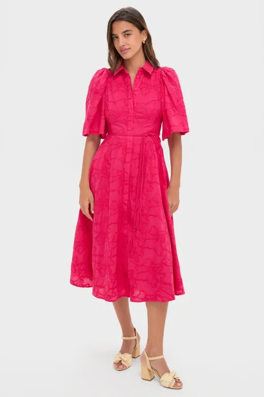 Pink Textured Floral Cindy Midi Dress sold by Tuckernuck