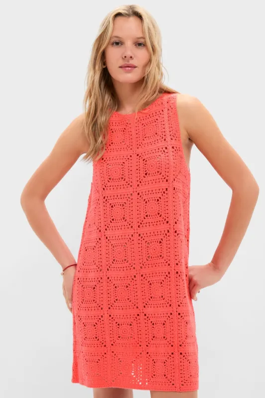 Coral Brenna Crochet Mini Dress sold by Tuckernuck