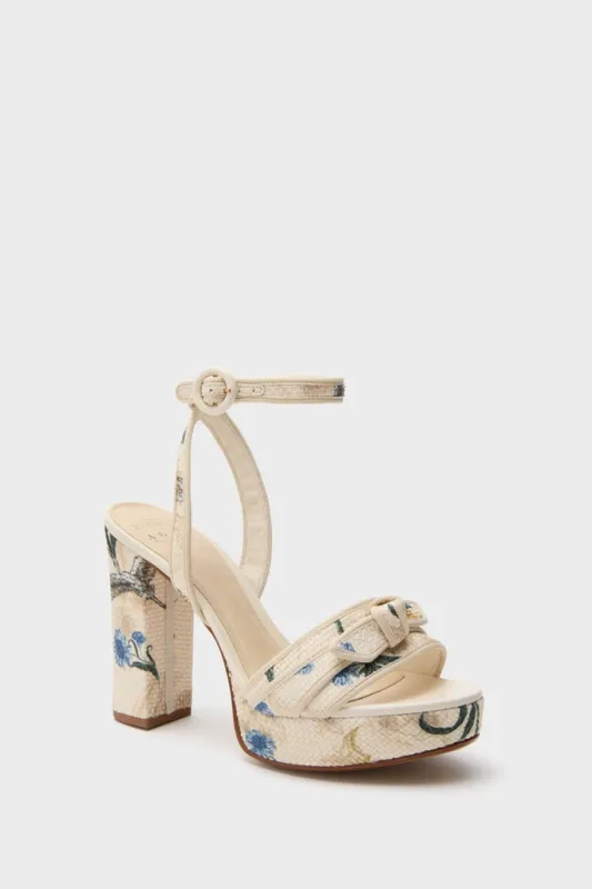 Laguna Cream Grosgrain Raffia Platform Heels sold by Tuckernuck