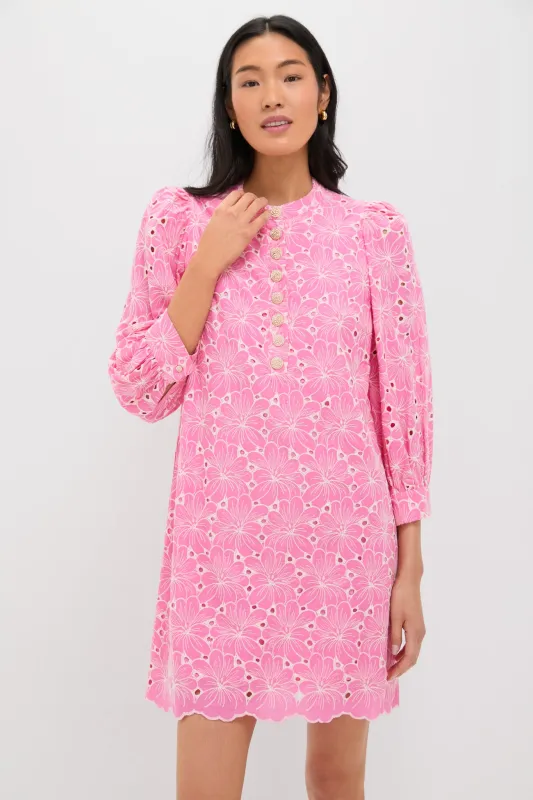 Pink Floral Eyelet Samantha Dress sold by Tuckernuck