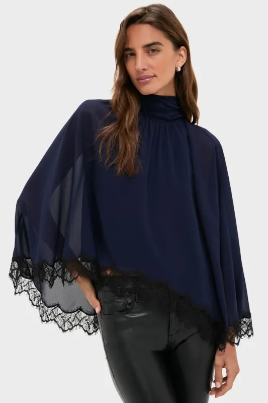 Navy Cape Chiffon Ashfield Top sold by Tuckernuck