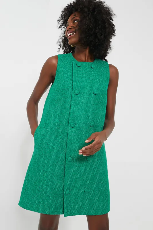 Emerald Green Tweed Bianca Dress made by Tuckernuck