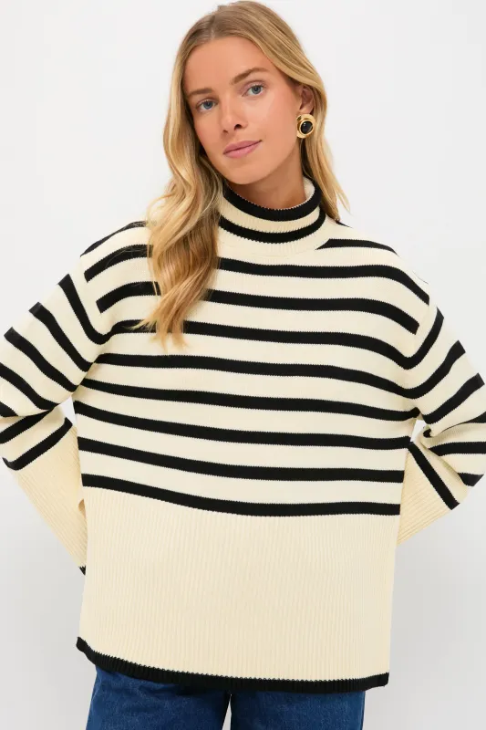 Exclusive Cream Striped Turtleneck Sweater made by Tuckernuck