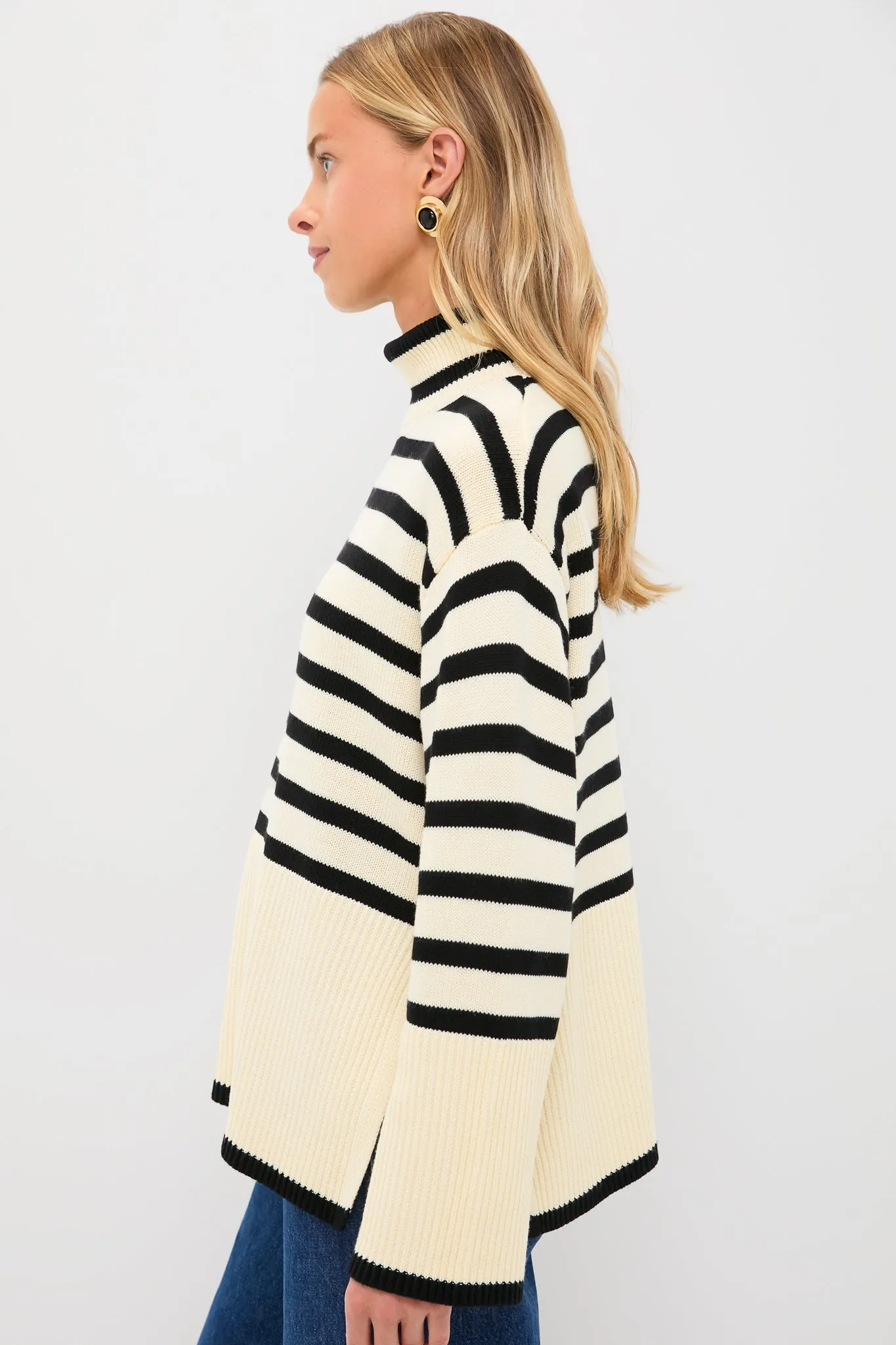 Exclusive Cream Striped Turtleneck Sweater sold by Tuckernuck product image thumbnail 3