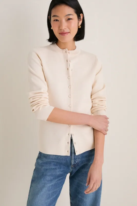 Ivory Structured Margaux Cardigan sold by Tuckernuck