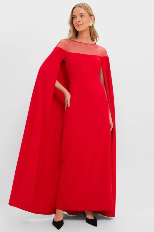 Red Estelle Cape Maxi Dress made by Tuckernuck