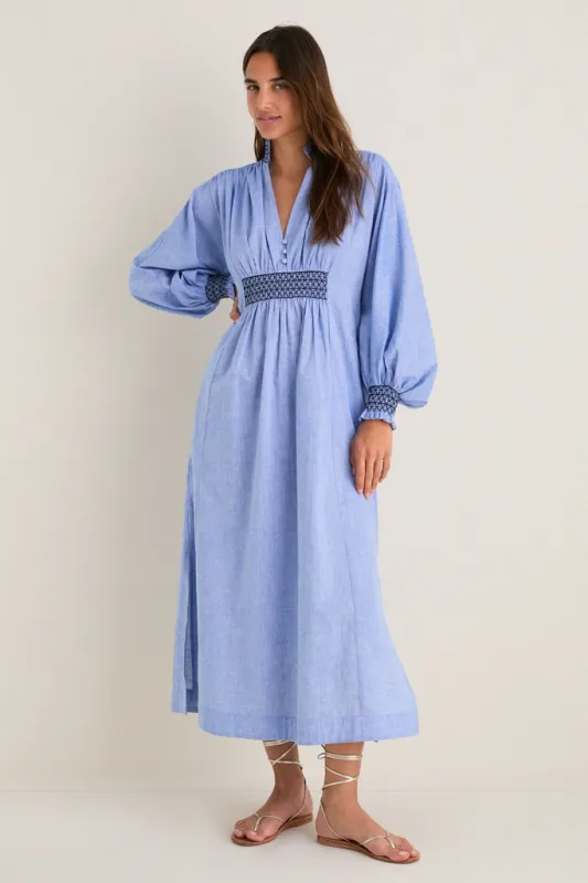 Chambray Embroidered Aubury Maxi Dress made by Tuckernuck