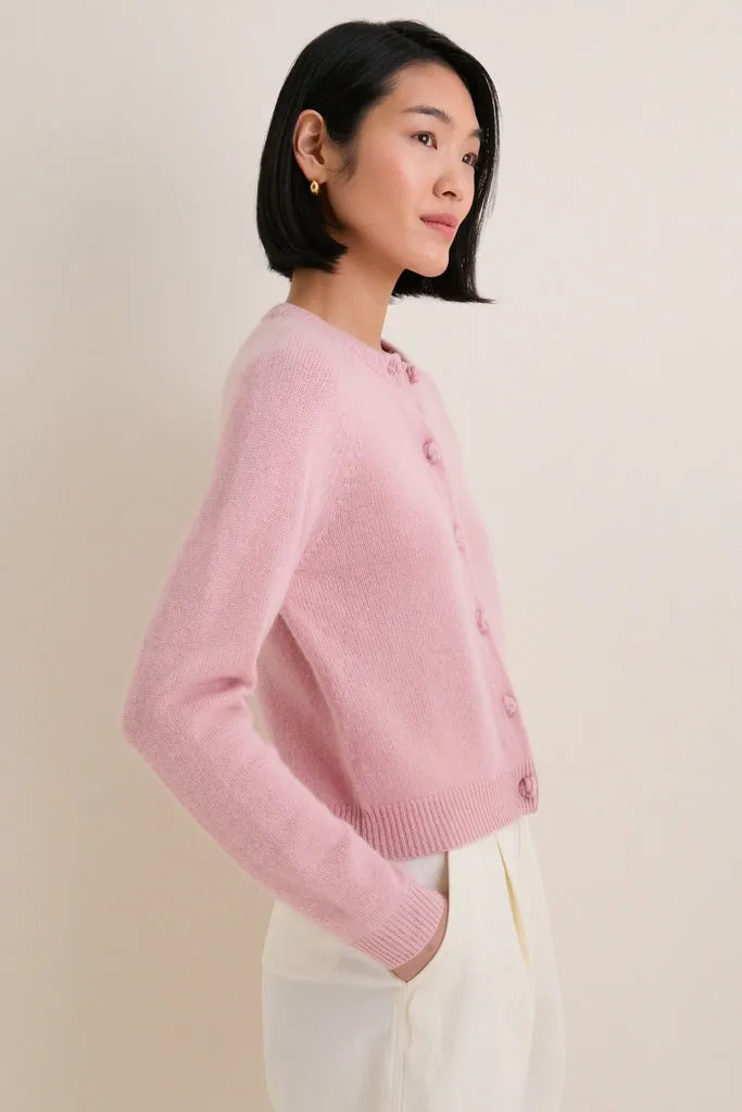 Powder Pink Cashmere Knot Button Phoebe Cardigan sold by Tuckernuck product image thumbnail 4