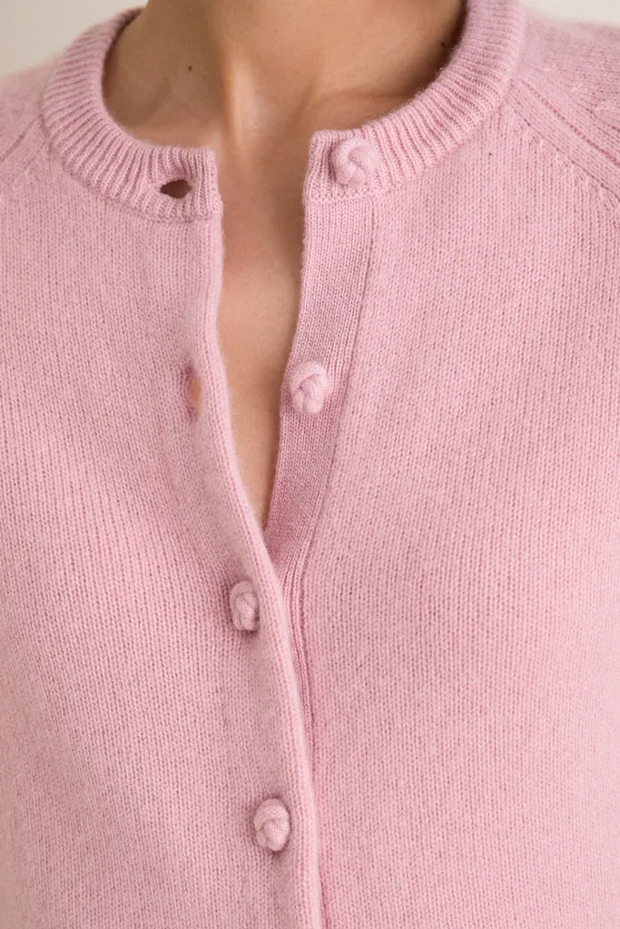 Powder Pink Cashmere Knot Button Phoebe Cardigan sold by Tuckernuck product image thumbnail 2