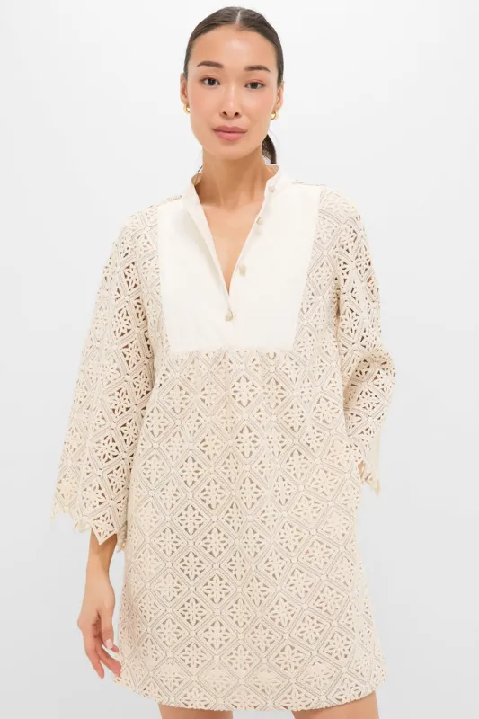 Tan Diamond Lace Mini Calliope Dress sold by Tuckernuck