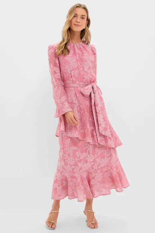 Pink Chiffon Floral Jacquard Sasha Dress sold by Tuckernuck